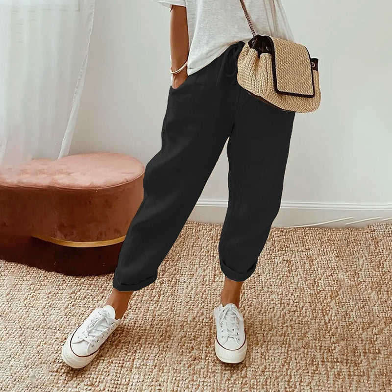 【Coton Et Lin】Pantalon Décontracté Confortable