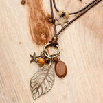 Collier Pendentif Feuille Vintage