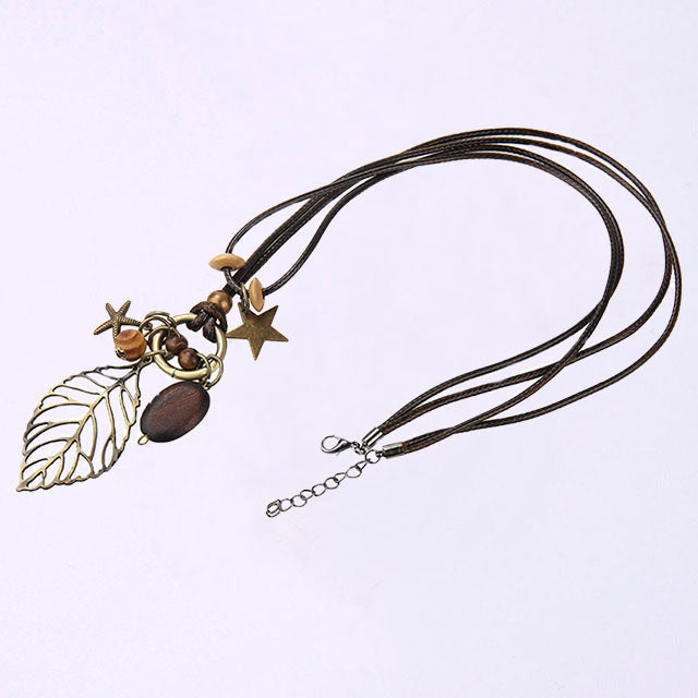 Collier Pendentif Feuille Vintage