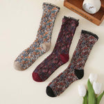 Chaussettes Jacquard Florales Vintage