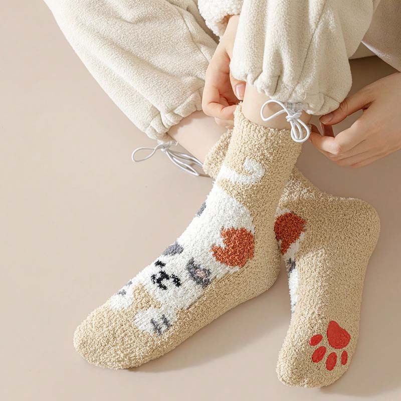 Chaussettes En Peluche Chat De Dessin Animé