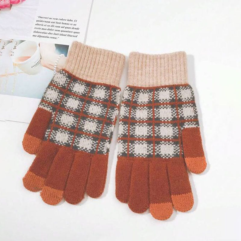 Gants Chauds À Carreaux Vintage