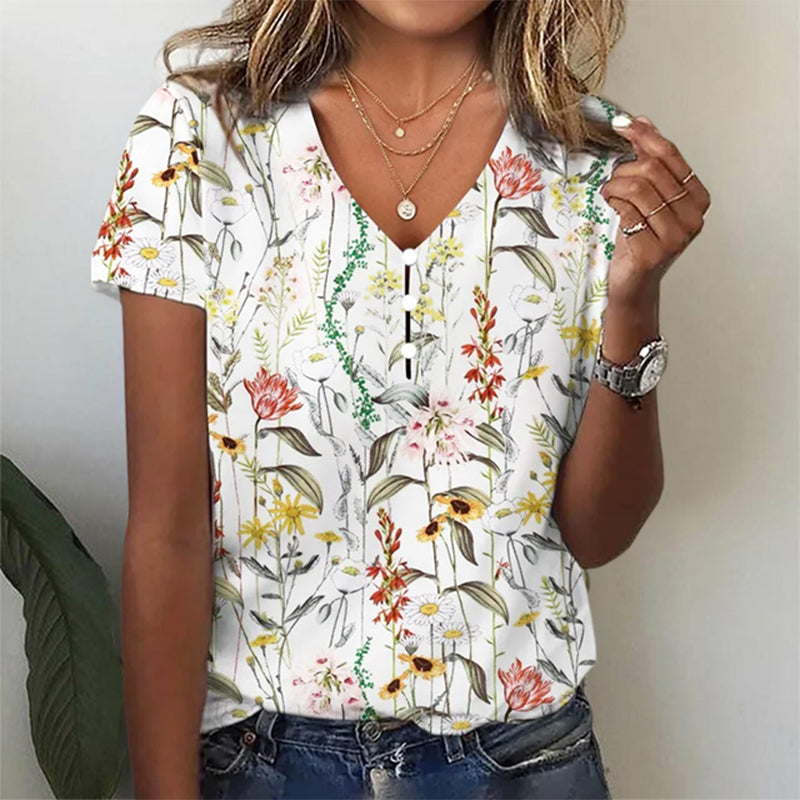 Blouse Décontractée À Imprimé Floral