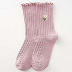 Chaussettes Décontractées À Fleurs Brodées