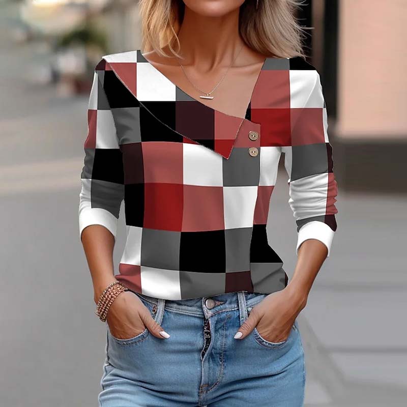 Blouse Décontractée À Carreaux