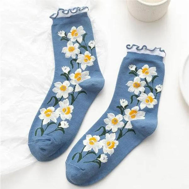 Lot De 5 Paires De Chaussettes À Fleurs