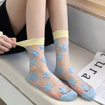 Chaussettes Respirantes En Jacquard Fleuri