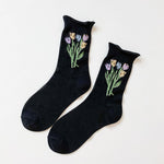 Chaussettes Respirantes En Jacquard Fleuri