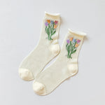 Chaussettes Respirantes En Jacquard Fleuri