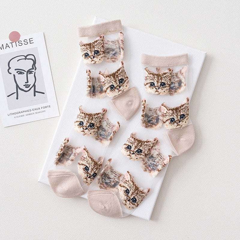 Chaussettes Respirantes À Imprimé Chat