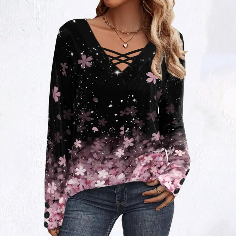 Blouse À Imprimé Floral Dégradé