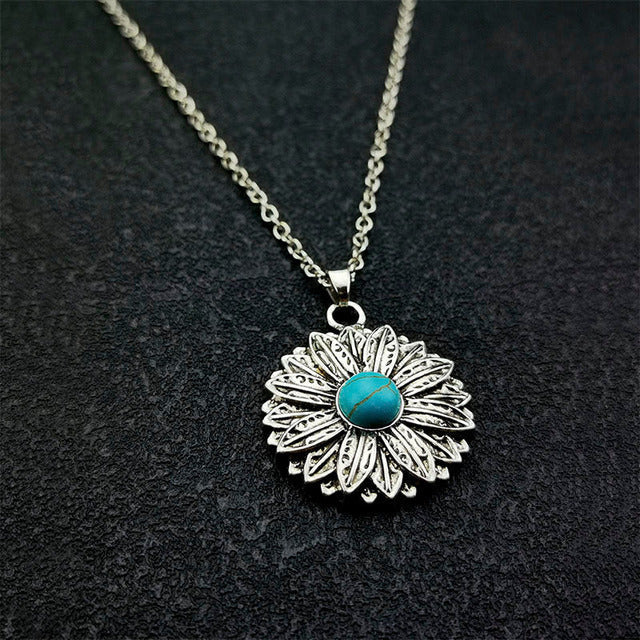 Collier Pendentif Tournesol Bohème