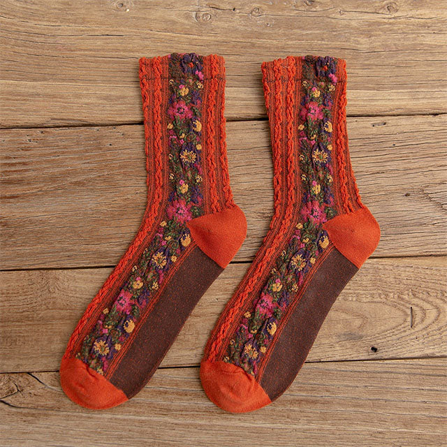 Chaussettes Fleuries Ethniques Vintage