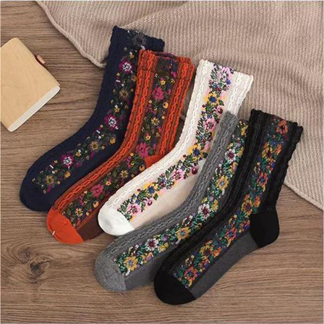 Chaussettes Fleuries Ethniques Vintage