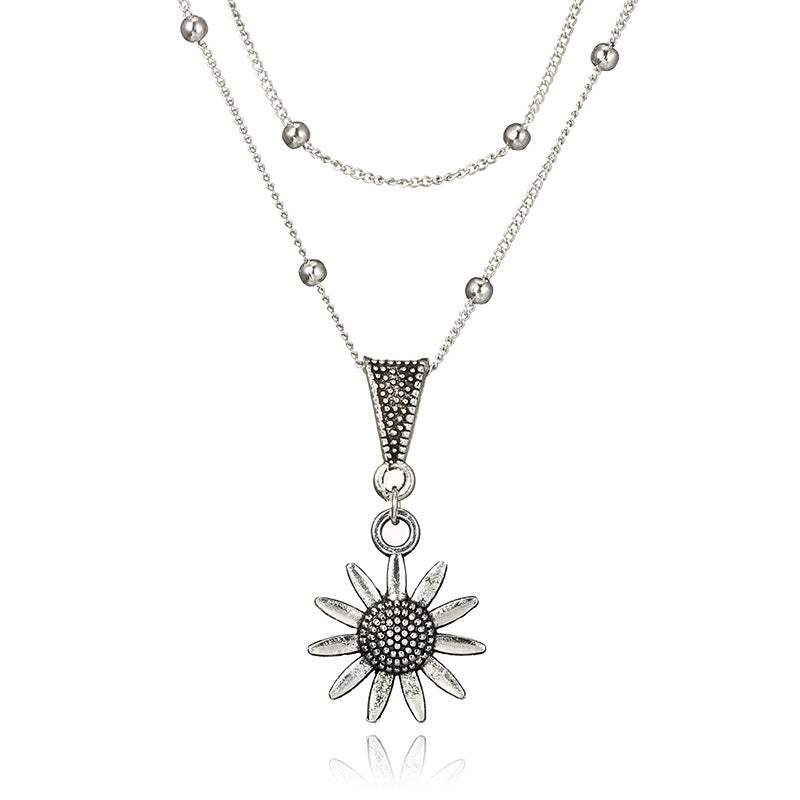 Collier Pendentif Tournesol Vintage