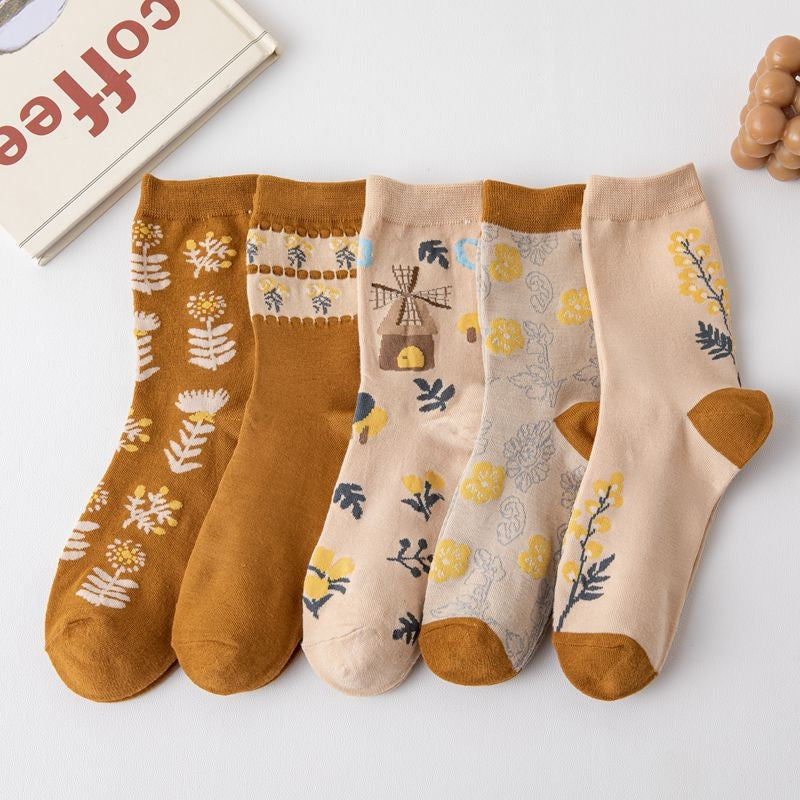 Lot De 5 Paires De Chaussettes À Fleurs