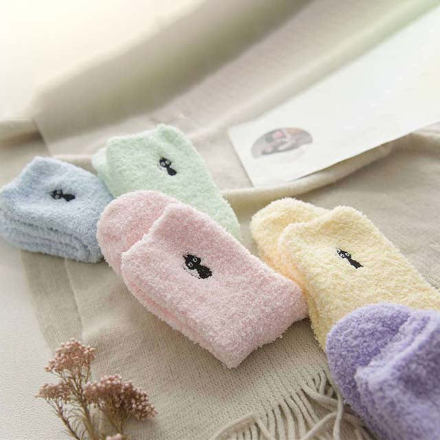 Chaussettes En Peluche Motif Chat