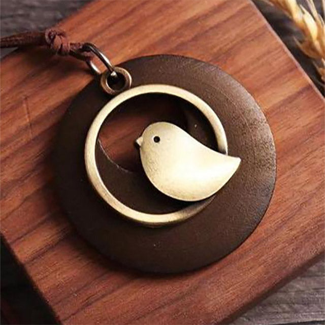 Collier Oiseau En Bois