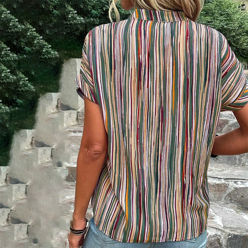 Blouse Rayée Décontractée Vintage