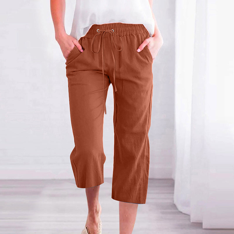 【Coton Et Lin】Pantalon Décontracté Uni