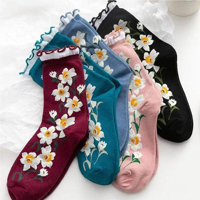 Lot De 5 Paires De Chaussettes À Fleurs