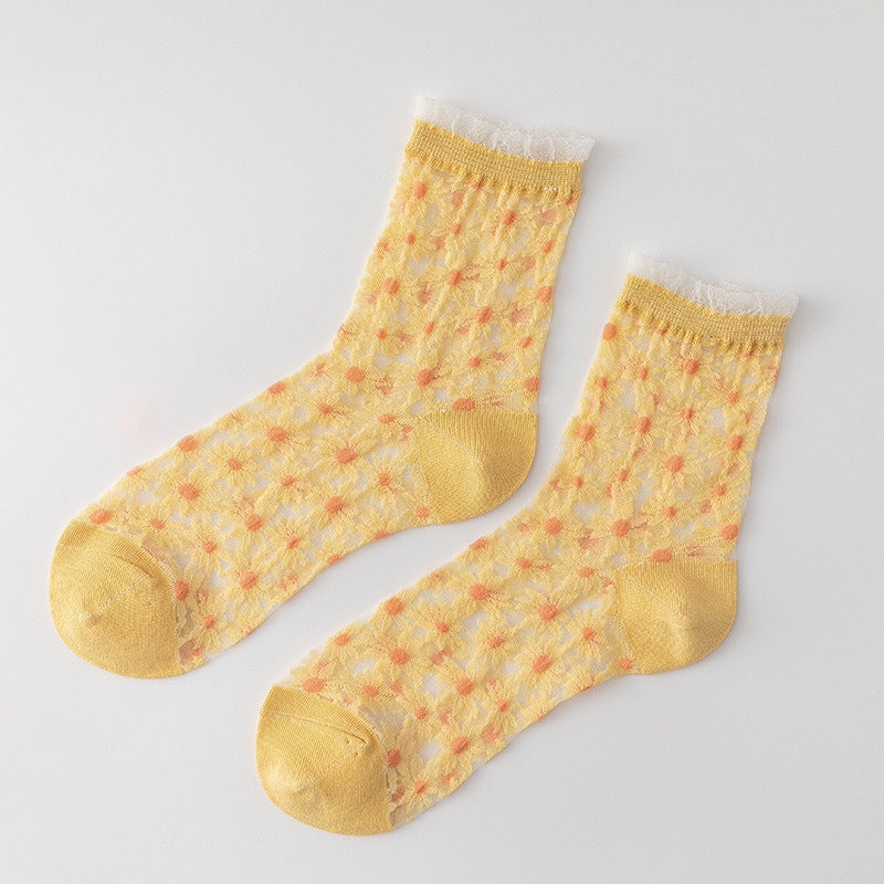 Chaussettes Respirantes En Jacquard Fleuri