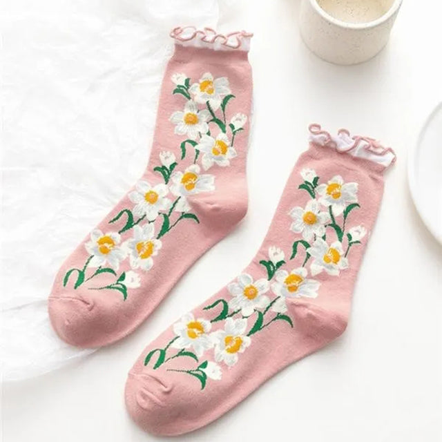 Lot De 5 Paires De Chaussettes À Fleurs