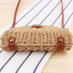 Sac Vintage En Paille Demi-Ronde