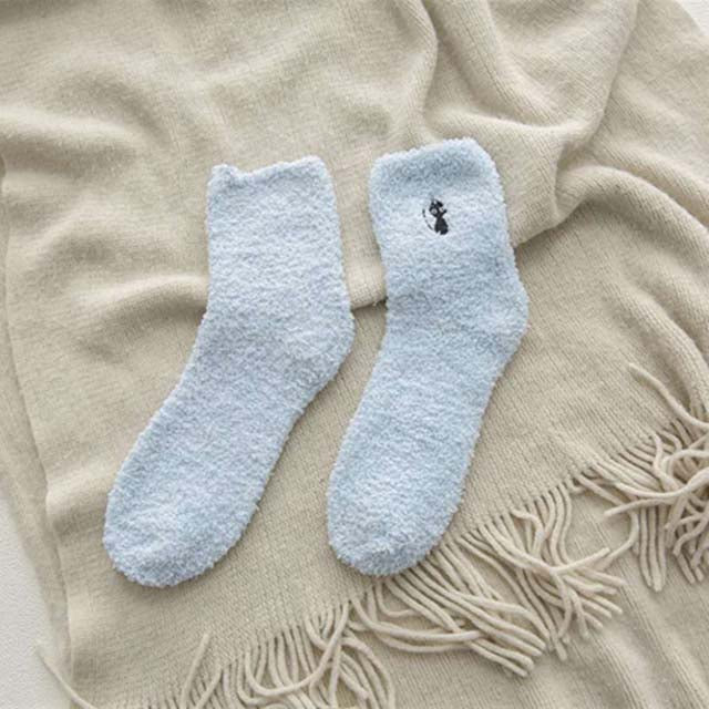 Chaussettes En Peluche Motif Chat