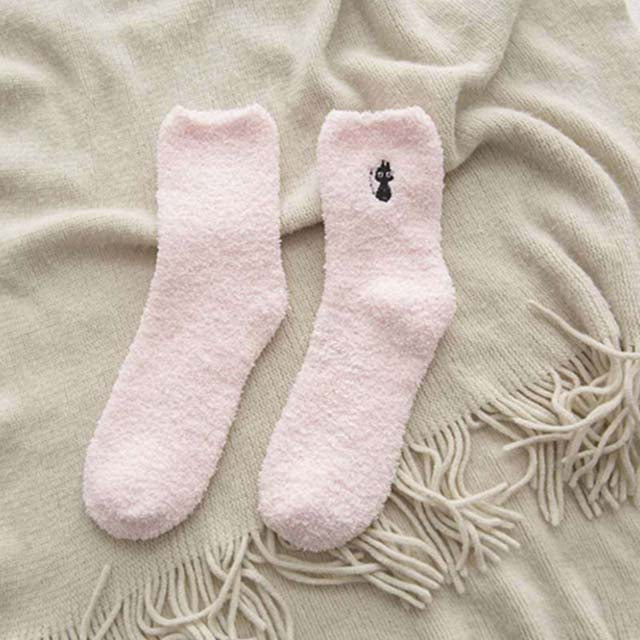 Chaussettes En Peluche Motif Chat