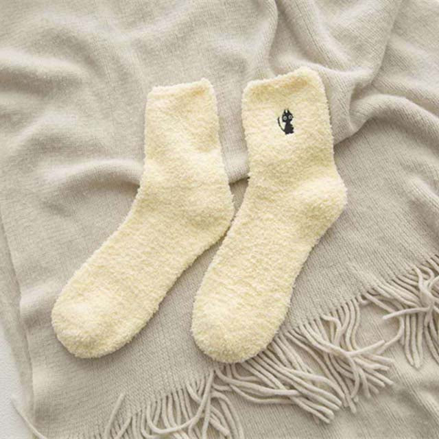 Chaussettes En Peluche Motif Chat