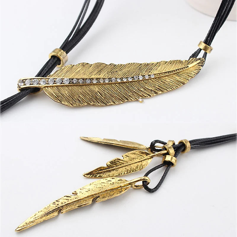 Collier Pendentif Plume Vintage