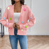 Cardigan Tricoté Fleuri 3D