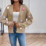 Cardigan Tricoté Fleuri 3D