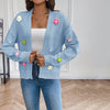 Cardigan Tricoté Fleuri 3D