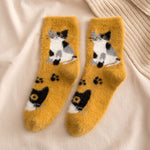 Chaussettes En Peluche À Imprimé Chat