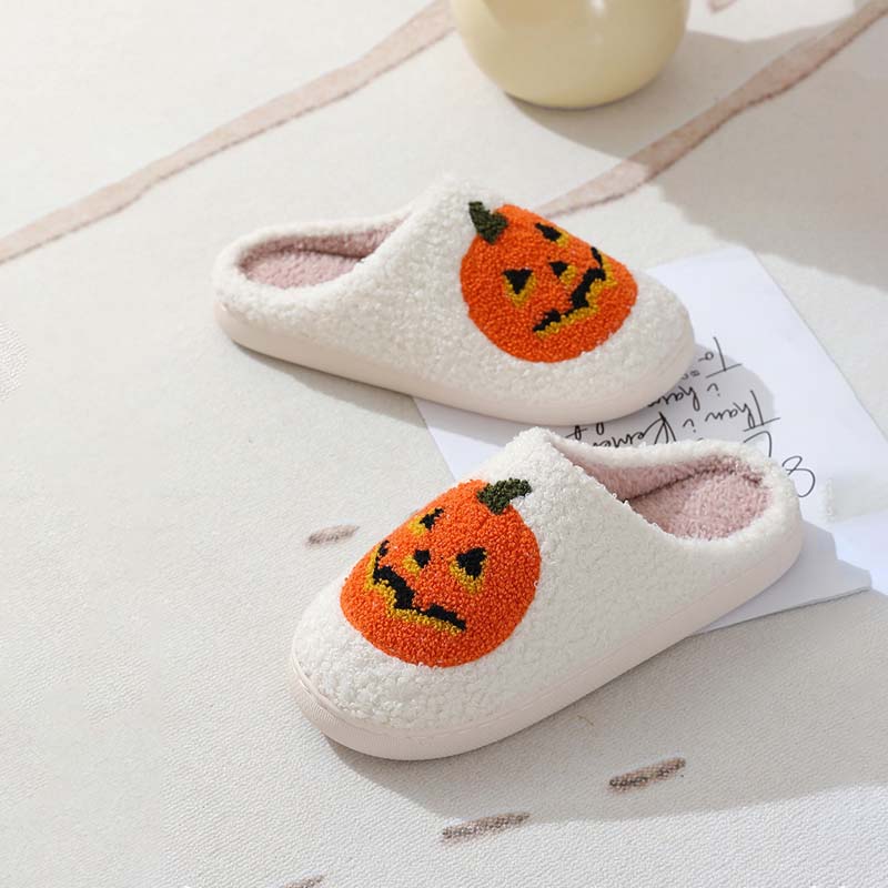 Pantoufles En Peluche Citrouille D'Halloween