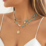 Collier Vintage Pendentif Tournesol