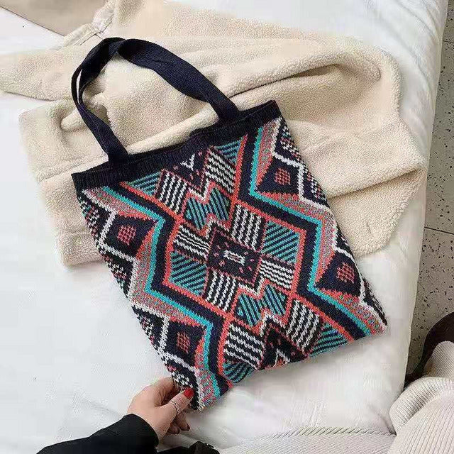 Sac En Tricot Géométrique Décontracté