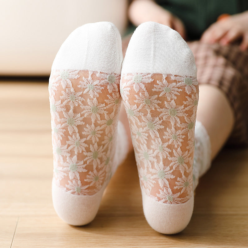 Chaussettes Respirantes En Jacquard Fleuri