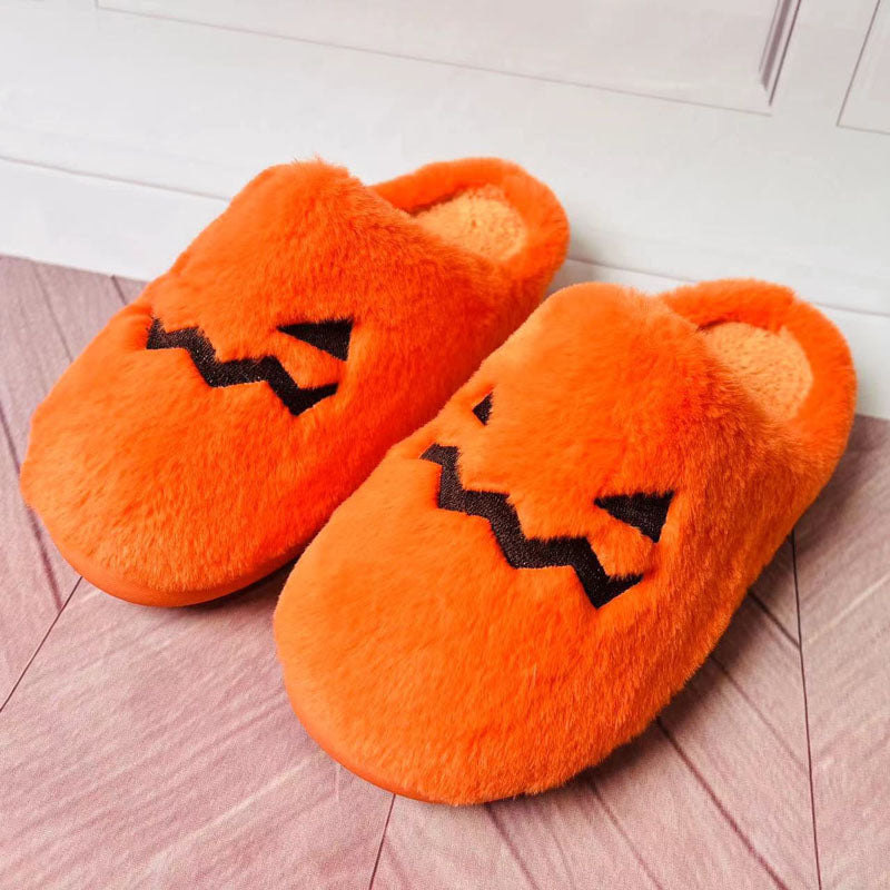 Pantoufles En Peluche Citrouille D'Halloween