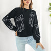 Pull En Tricot À Imprimé Chat