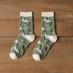 Chaussettes Jacquard Fleuries Vintage