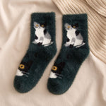 Chaussettes En Peluche À Imprimé Chat