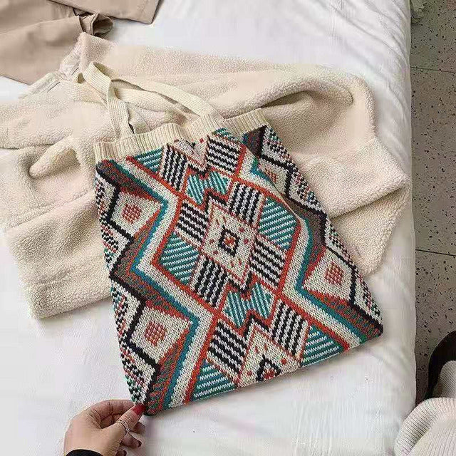 Sac En Tricot Géométrique Décontracté