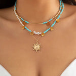 Collier Vintage Pendentif Tournesol