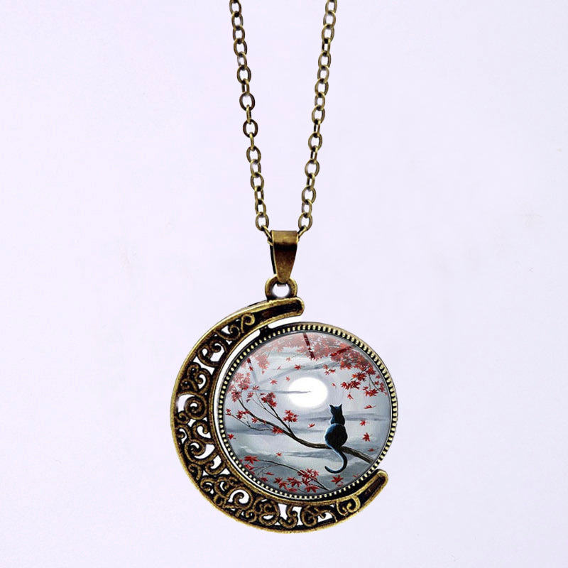 Collier Pendentif Lune Vintage