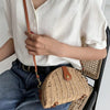 Sac Vintage En Paille Demi-Ronde