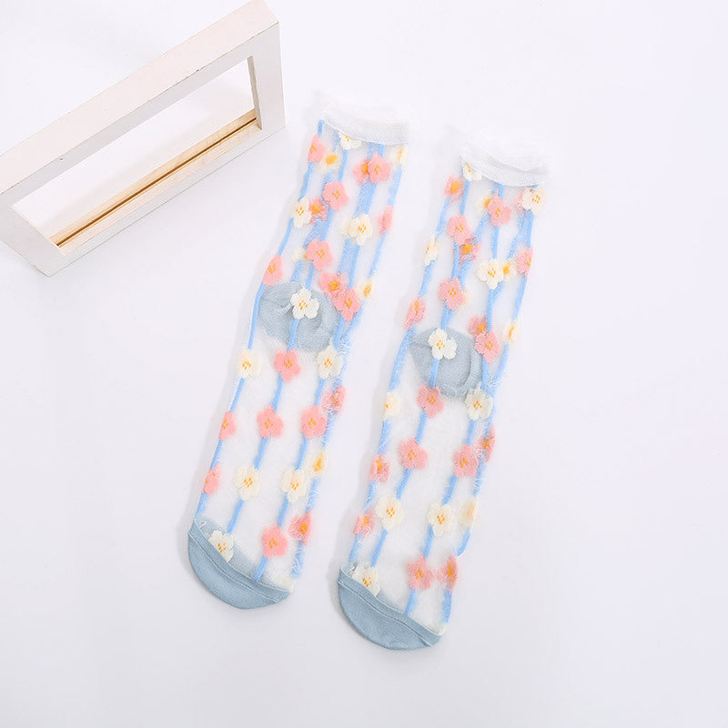 Chaussettes Respirantes En Jacquard Fleuri