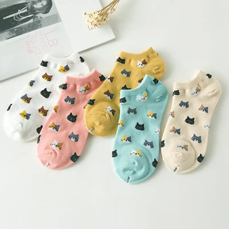 Lot De 5 Paires De Chaussettes À Imprimé Chat